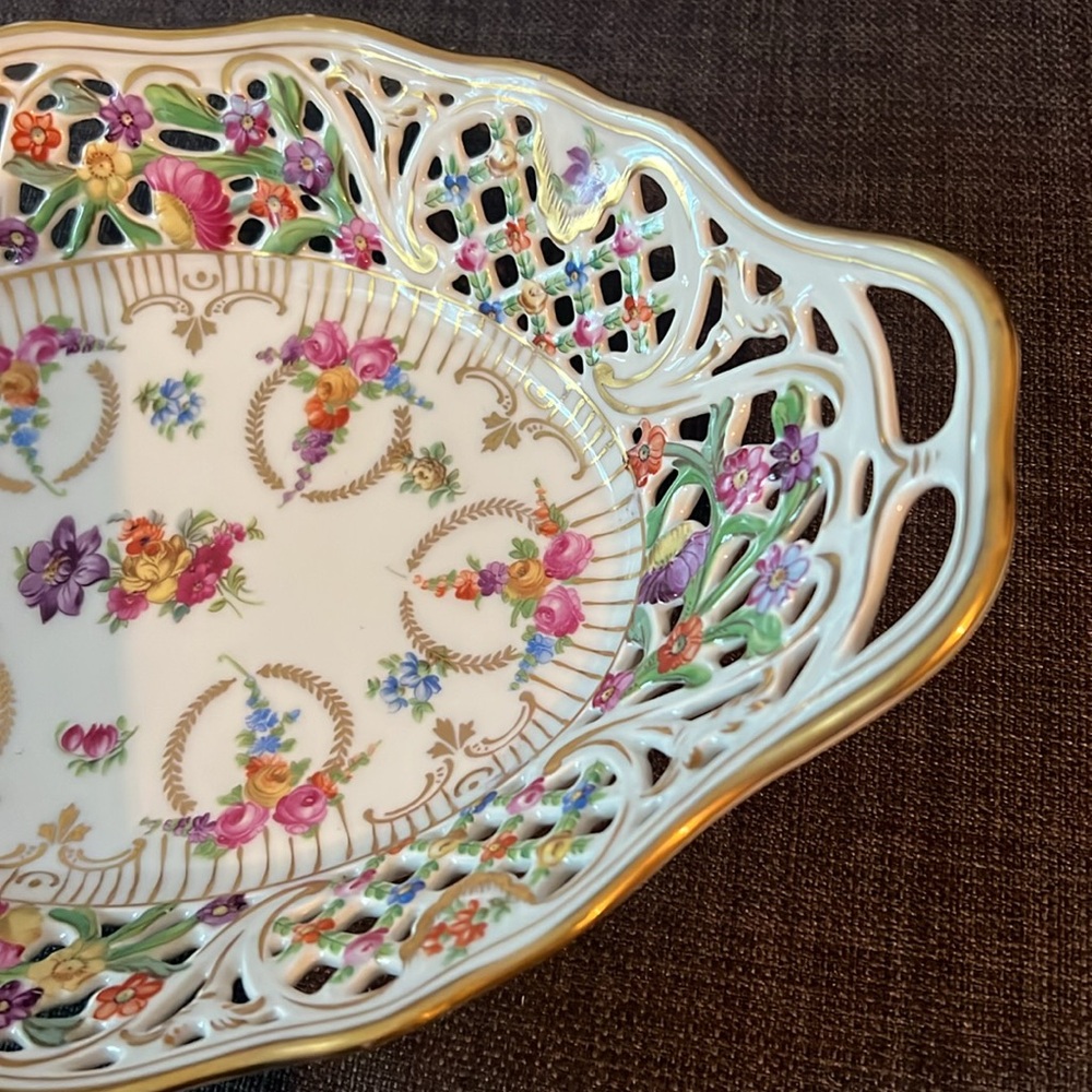 Vintage Schumann High Sided Platter / Fruit Bowl Dresden Bavaria Germany - Picture 10 of 12
